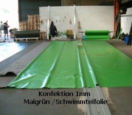 Konfektin von Schwimmteichfolie