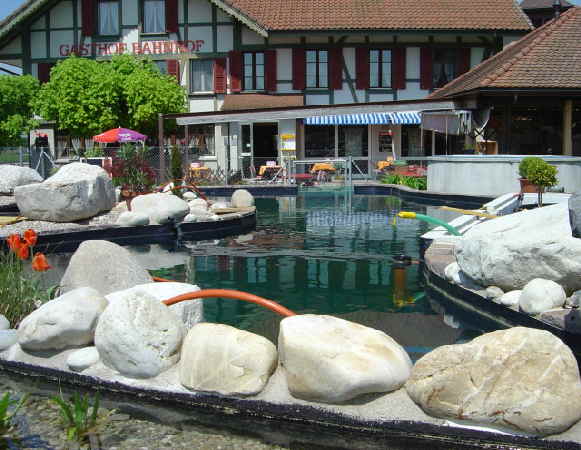 Schwimmteich am Hotel mit Schwimmteich Folie Schwimmteichfolie  zum Schwimmteich bau